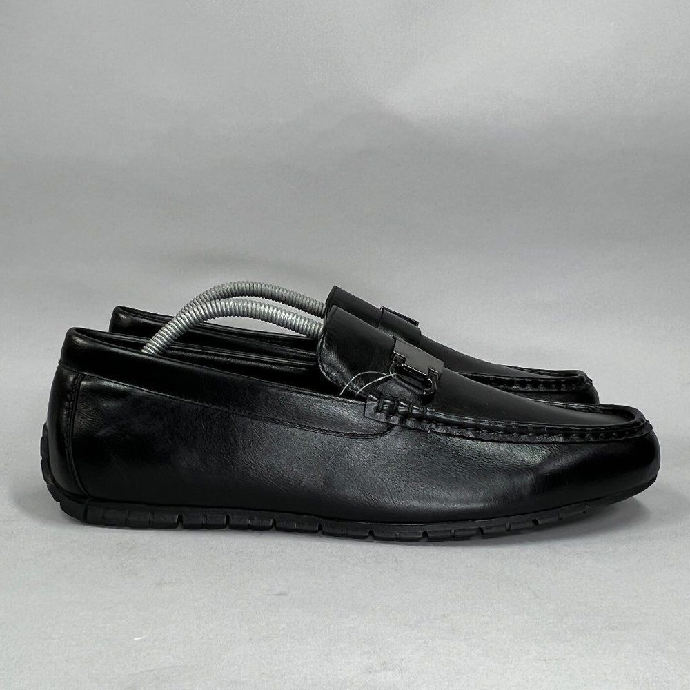 Van Heusen Rail Driving Loafers Men's Size 11‎ Black Leather Slip On Dress Shoes